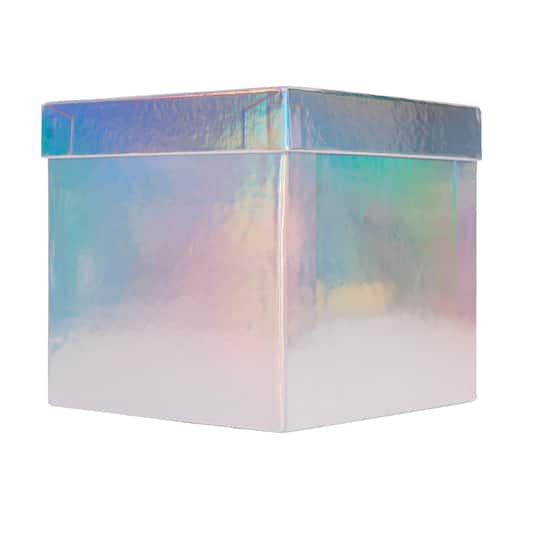 6" Holographic Silver Cube Gift Box by Celebrate It™